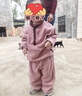 巴厘小豬兒童搖粒絨套裝秋冬寶寶加厚保暖兩件套男童外出分體衣服女童冬裝 灰粉紫 100 曬單實(shí)拍圖