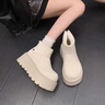 百麗踏趙露思同款感厚底短靴雪地靴女2025新款百搭加絨保暖休閑棉鞋 米白色 35 曬單實(shí)拍圖