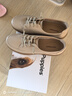 暇步士（Hush Puppies）休閑鞋博主同款輕便按摩女鞋真皮百搭舒適小白鞋女鞋 米杏色 38 曬單實(shí)拍圖