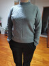 春竹加厚100%純羊毛春季新款半高領(lǐng)不對稱(chēng)絞花減齡洋氣毛衣女士羊毛衫 中灰 L (115-130斤) 曬單實(shí)拍圖
