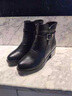 回力（Warrior）靴子女鞋冬季加絨棉鞋媽媽鞋中老年低跟短靴皮靴軟底皮鞋女黑色38 曬單實(shí)拍圖