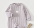 嬰兒連體衣秋冬季保暖空氣層哈衣嬰幼兒居家爬服連體夾棉保暖衣服 淡霧紫保暖連體 66cm 曬單實(shí)拍圖