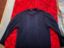 富鋌100%純棉男士毛衣冬季男中年圓領(lǐng)加厚立體麻花粗針保暖針織衫男 曬單實(shí)拍圖