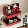 櫥明星杯架杯子收納置物架高級感帶蓋桌面雙層放水杯茶杯防塵架托盤(pán)瀝水 雙層安可拉紅【帶蓋-托盤(pán)瀝水】 曬單實(shí)拍圖