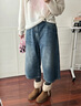 DZZIT地素牛仔褲春秋美式復古寬松七分褲直筒褲子女3J3R4041S 藍色 XS 曬單實(shí)拍圖