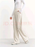 太平鳥(niǎo)女裝休閑褲高腰雪尼爾直筒長(cháng)褲秋冬加厚闊腿褲子 米白色 M 曬單實(shí)拍圖