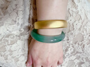 周大生【新年禮物】正品冰飄花非洲翠玉手鐲子女款平安鐲送媽媽送女友 曬單實(shí)拍圖