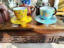 蘇氏陶瓷琺瑯彩宮廷風(fēng)陶瓷個(gè)人茶杯茶托禮盒伴手禮（黃） 曬單實(shí)拍圖