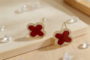 伊燦酒紅色水鉆絲絨四葉草耳釘女設計高級感耳環(huán)2025新款爆款氣質(zhì)耳飾 酒紅色水鉆絲絨四葉草耳釘 曬單實(shí)拍圖