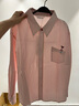 Olrain歐芮兒休閑百搭襯衫秋季新款通勤顯瘦粉色條紋襯衫上衣 條紋 L 曬單實(shí)拍圖