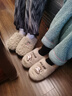 大嘴猴冬季棉鞋女士外穿2025新款加絨防滑保暖家居鞋包跟棉拖鞋男 卡其 38-39 標準碼 曬單實(shí)拍圖