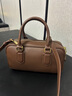 西柏萊真牛皮小眾高級感保齡球包包女包2026新款時(shí)尚手提單肩斜挎小方包 咖啡色 曬單實(shí)拍圖