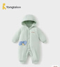 童泰（TONGTAI）嬰兒連體衣冬季純棉夾棉寶寶衣服新生兒連帽哈衣爬服綠色90cm 曬單實(shí)拍圖