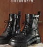 思加圖【楊冪同款】冬季新款荒野玫瑰英倫風(fēng)厚底加絨馬丁靴女EGB38DZ5 午夜黑（絨里） 37 曬單實(shí)拍圖