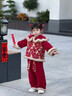 女童套裝加厚2025新款洋氣兒童衣服秋冬季小女孩國風(fēng)新年服兩件套 紅色 110 cm 曬單實(shí)拍圖