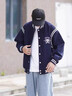 情侶裝美式學(xué)院風(fēng)撞色棒球服2026新款設計感潮牌寬松休閑夾克外套  男女同款 藏青色棒球服外套 (單件) L 曬單實(shí)拍圖