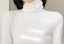 拉夏貝爾打底衫女冬季保暖加厚高領(lǐng)羊毛蠶絲堆堆領(lǐng)翻領(lǐng)長(cháng)袖內搭 白色 S 曬單實(shí)拍圖