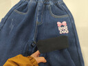 巴布豆（BOBDOG）女童冬季加絨牛仔褲新款直筒小腳蘿卜長(cháng)褲 牛仔藍   130    曬單實(shí)拍圖