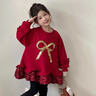 女童新年連衣裙冬季2025新款兒童加絨衛衣裙中大童冬裝紅色拜年服 紅色連衣裙【加絨款】 140 曬單實(shí)拍圖