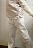 英氏（YEEHOO）女童喇叭褲兒童加絨褲中大童裝新中式長(cháng)褲加厚打底褲冬 米白 150  曬單實(shí)拍圖