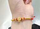 中國黃金（CHINA GOLD）十二生肖黃金手鏈女轉運珠護身符本命年紅繩情人節新年禮物送老婆 【丑?！渴S金手鏈 曬單實(shí)拍圖