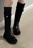 達芙妮美拉德堆堆長(cháng)筒靴女款2025新款長(cháng)靴高筒靴子騎士靴 黑色 38 曬單實(shí)拍圖