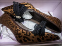 千百度蝴蝶結豹紋超高跟鞋女秋季新款細跟淺口單鞋 棕色 39 (245mm) 曬單實(shí)拍圖