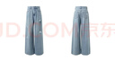 三彩獨醒2025夏季新款純棉牛仔褲休閑破洞寬松高腰闊腿褲長(cháng)褲F 霧霾藍 L 165/72A 曬單實(shí)拍圖