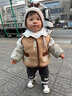 嘟嘟家【雙面暖絨】寶寶馬甲秋冬兒童坎肩加厚冬裝男童背心無(wú)袖上衣馬夾 卡其色 90 曬單實(shí)拍圖