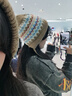 費爾島帽子毛線(xiàn)帽保暖針織綁帶彩虹帽女款2025秋冬季護耳套頭帽 包包帽花色*卡其 曬單實(shí)拍圖