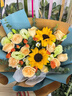 艾斯維娜鮮花速遞向日葵混搭花束生日禮物全國同城配送 向日葵香檳韓式花束 曬單實(shí)拍圖