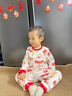嬰蓓依兒童內衣套裝春秋款小童紅色拜年秋衣秋褲寶寶打底睡衣套頭家居服 蘋(píng)蘋(píng)安安 100 身高91-100cm 可開(kāi)肩/兩用襠 曬單實(shí)拍圖