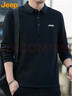 JEEP吉普長(cháng)袖T恤男秋冬季寬松polo領(lǐng)打底衫男士衣服男裝 黑色 4XL 曬單實(shí)拍圖