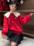 女童衛衣冬加厚2026馬年本命年衣服女孩大童新款紅色加絨保暖上衣 新年紅【加絨衛衣】 170 曬單實(shí)拍圖