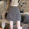 喬詩(shī)彤毛呢半身裙女春夏新款氣質(zhì)法式復古亮片短裙a字顯瘦高腰包臀裙子 亮片灰色 M 曬單實(shí)拍圖