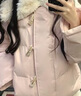 衣然呈品重磅棉服女冬季新款美式高街海軍領(lǐng)毛毛拼接牛角扣棉衣棉襖外套女 粉色 M 【建議90-105斤】 曬單實(shí)拍圖