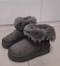 達芙妮官方厚底雪地靴女2025冬季新款加絨保暖短靴女增高防寒東北棉鞋子 灰色【翻折兩穿 5cm厚底】 37 曬單實(shí)拍圖