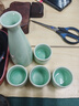 拜杰白酒杯陶瓷酒具套裝 中式白酒杯清酒杯梅子青 一壺四杯 曬單實(shí)拍圖