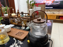 容山堂玻璃煮茶壺煮茶器泡茶壺燒水壺大號養生壺泡茶電陶爐茶壺套裝 胡桃木平蓋提梁蒸煮茶器-豎紋 曬單實(shí)拍圖