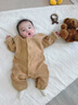 北鼻嘟嘟嬰兒衣服秋冬季加絨加厚保暖嬰幼兒連體衣男女寶寶睡衣冬裝外出服 卡其【雙面絨 保暖爬服】 73cm 建議4-8月 體重13-18斤 曬單實(shí)拍圖