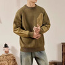 羅蒙復古美式拼色口袋毛衣男秋冬加厚寬松大碼男士針織衫 土豪金 XL 曬單實(shí)拍圖