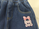 巴布豆（BOBDOG）女童冬季加絨牛仔褲新款直筒小腳蘿卜長(cháng)褲 牛仔藍   130    曬單實(shí)拍圖