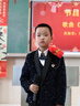 男童亮片西裝套裝兒童主持人禮服鋼琴花童亮閃閃舞臺正裝藍色西服 藏青圓亮片6西裝+褲子+馬甲+藍胸花+藏青色寶石領(lǐng)花 140 包含（黑紅雙色領(lǐng)結） 曬單實(shí)拍圖