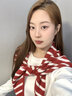 槿城日系條紋針織圍巾百搭時(shí)尚球球毛線(xiàn)情侶款保暖三角披肩女FH602 紅色條紋 約長(cháng)135CM*寬80CM 曬單實(shí)拍圖