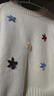 Basic House/百家好冬季新款刺繡花朵圓領(lǐng)毛衣慵懶插肩袖套頭上衣 白色 XL 曬單實(shí)拍圖