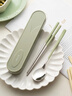 onlycook316不銹鋼便攜餐具 學(xué)生筷子勺子套裝 筷勺靜音收納盒-綠色兩件套 曬單實(shí)拍圖
