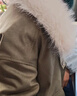 紅袖（hopeshow）巴恩風(fēng)大毛領(lǐng)羽絨服2025冬季新款女裝90白鴨絨撞色工裝氣質(zhì)短外套 卡其038 M 曬單實(shí)拍圖