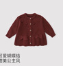 巴厘小豬女童開(kāi)衫毛線(xiàn)衣春秋兒童外套甜美可愛(ài)小女孩上衣純棉女寶寶針織衫 鮮早紅 100 曬單實(shí)拍圖
