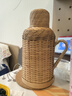 竹編熱水瓶整套復古傳統玻璃內膽保溫壺木塞暖壺大容量茶室暖壺 全咖色帶蓋全套 1.6L 曬單實(shí)拍圖
