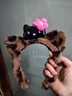 贊嬰美甜美Kitty貓咪豹紋毛絨發(fā)箍女秋冬洗臉?lè )浪瘖y頭箍可愛(ài)卡通發(fā)飾 毛絨【粉色花朵KT貓】1個(gè) 曬單實(shí)拍圖